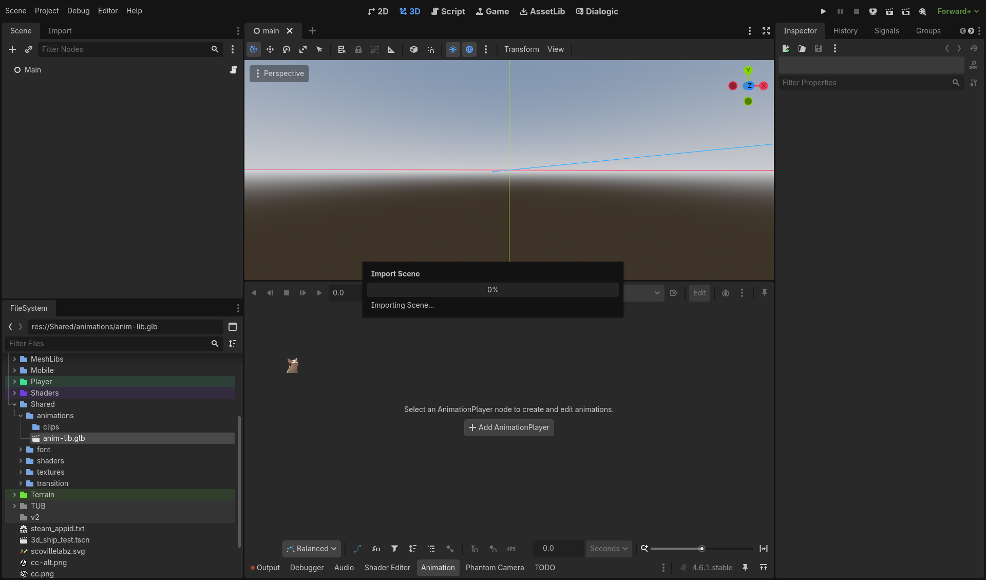 Import progress at 0%